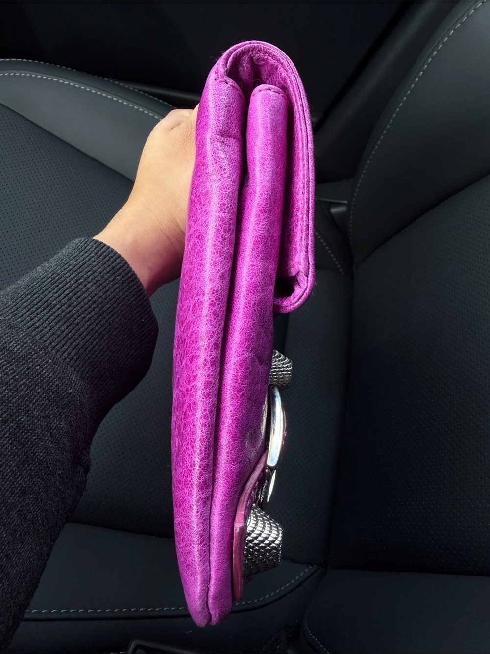 Vintage Balenciaga Giant 21 Envelope Clutch Cyclamen|Magenta Lambskin Authentic - Picture 6 of 14